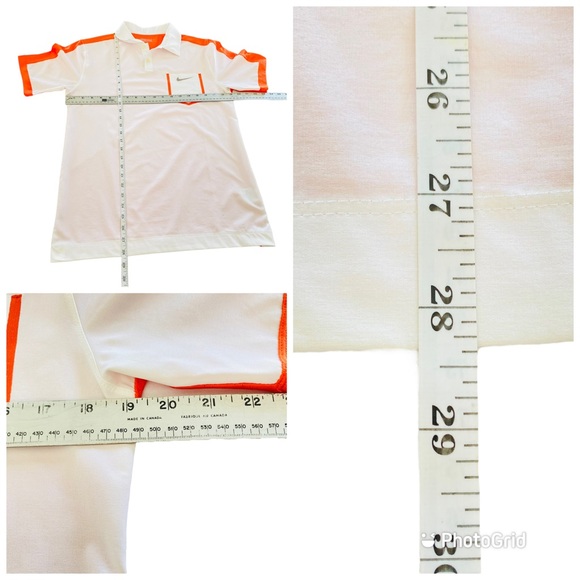 Nike Dri-Fit White & Orange Collared Golf Shirt NikeGolf Tour Performance Mens S - Picture 12 of 12
